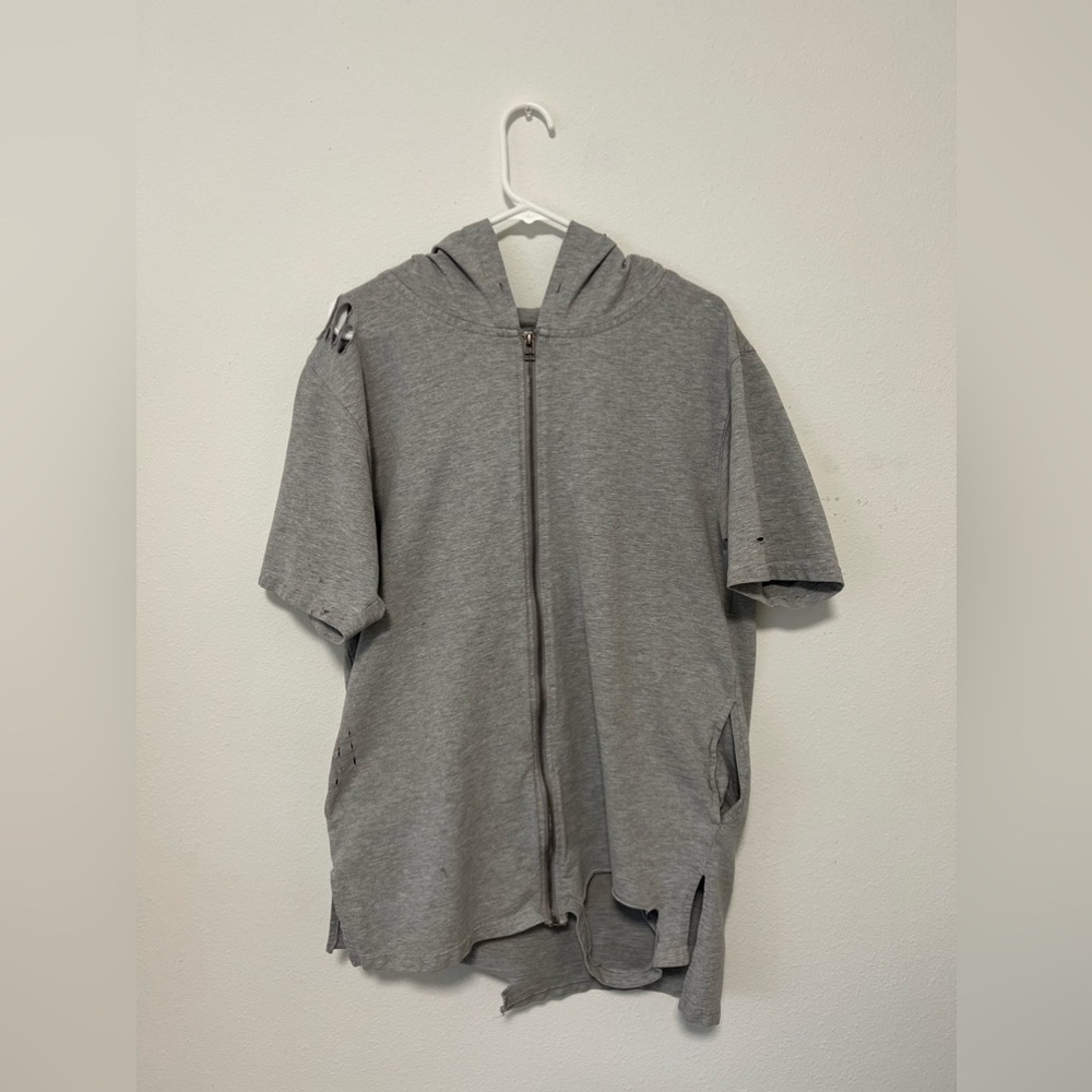 Jackson Gray Destroyed Zip-Up Hoodie